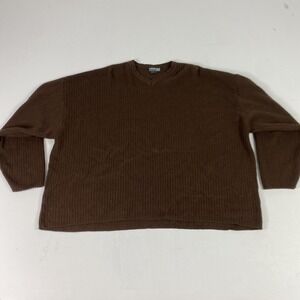 Versace Classic V2 Sweater Mens Medium Brown V Neck Ribbed Knit Pullover Vintage
